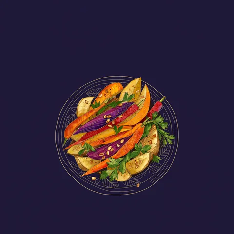 Roasted rainbow carrots and sweet potato